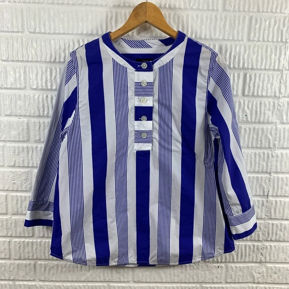 J. Crew Button‎ Front Poplin Popover Blue Small